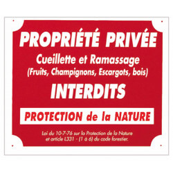 Panneau alu "Propriété privée cueillette..." 30x25cm - EUROP ARM